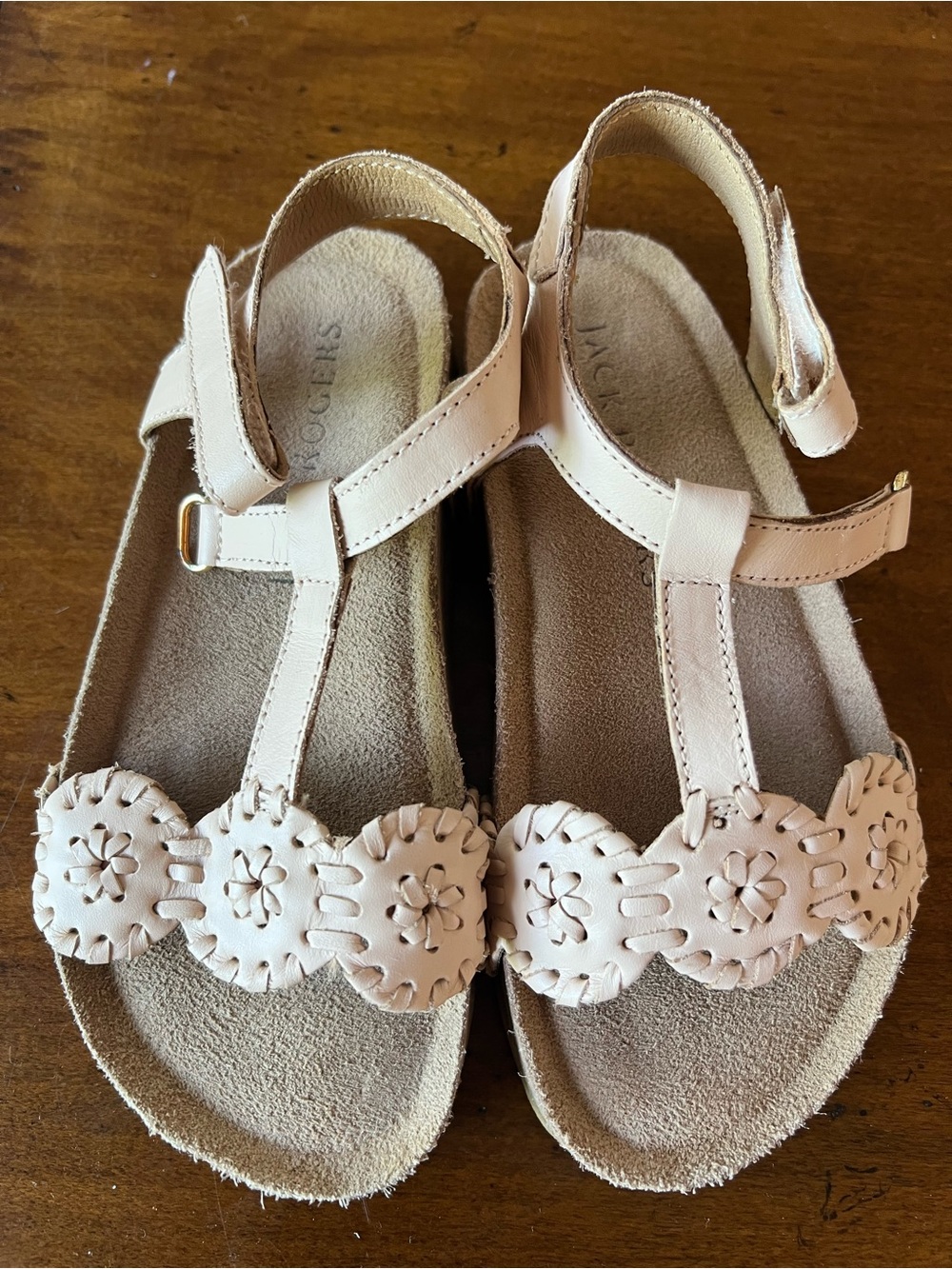 Jack Rogers Girls Laurin Playground Leather T-Strap Sandals